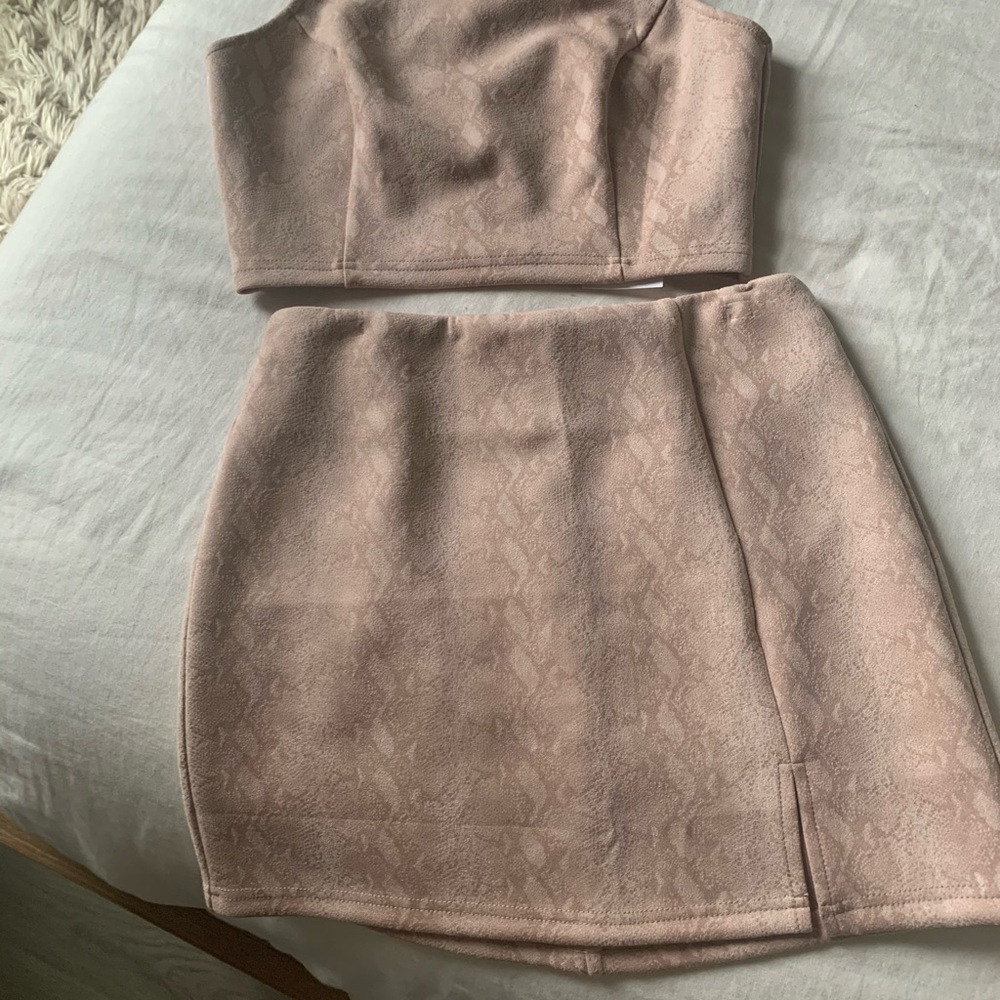 Pink Snakeskin Mini + Crop Set